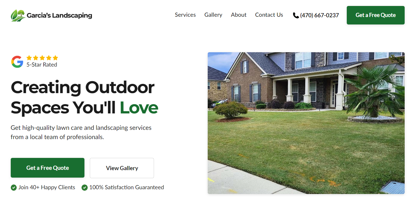 Well-maintained front yard with green grass, shrubs, and a palm tree in front of a modern brick house.